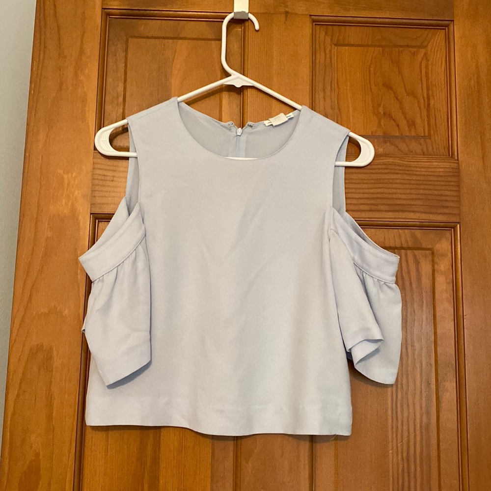 Light blue a lin Monaco off the shoulder top